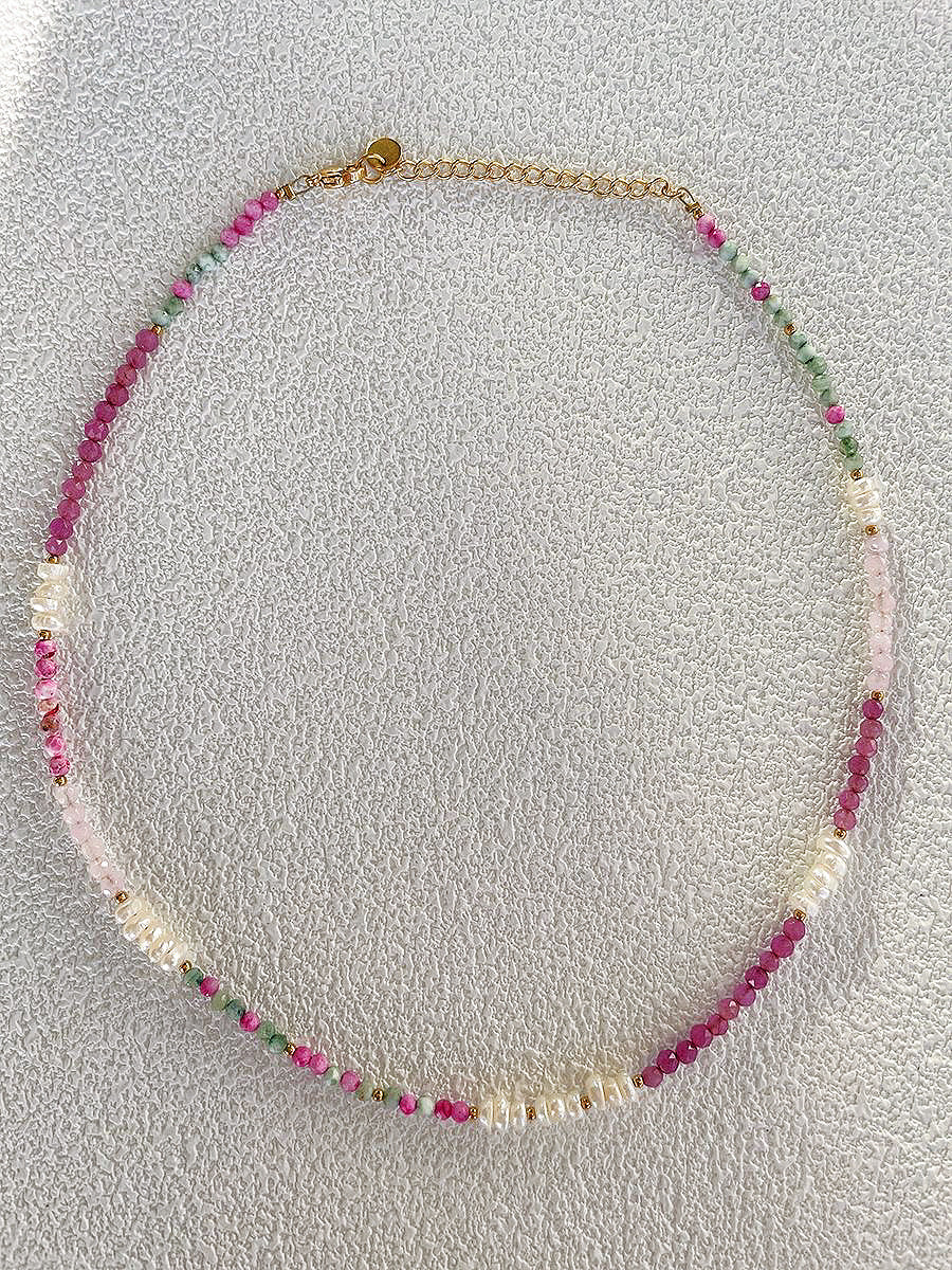 Natural Stone Necklace・Pink Pearl