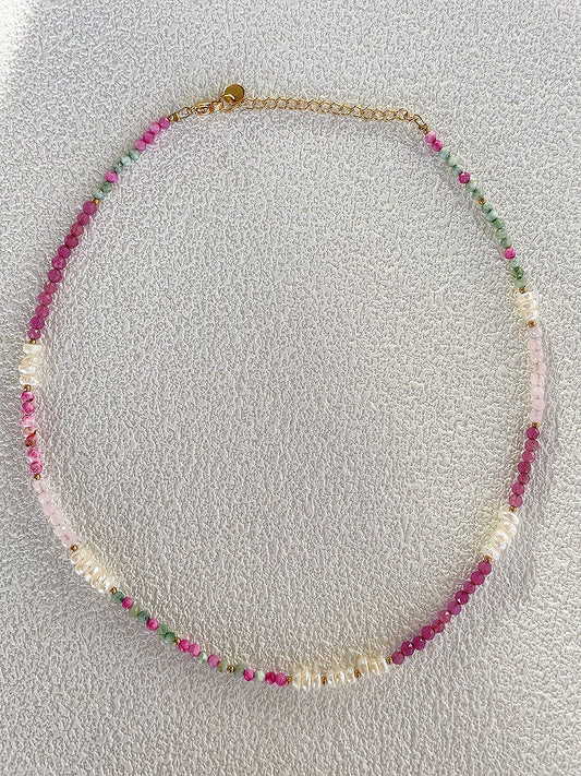 Natural Stone Necklace・Pink Pearl