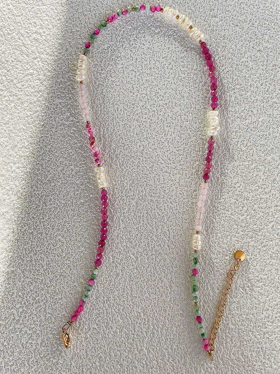 Natural Stone Necklace・Pink Pearl