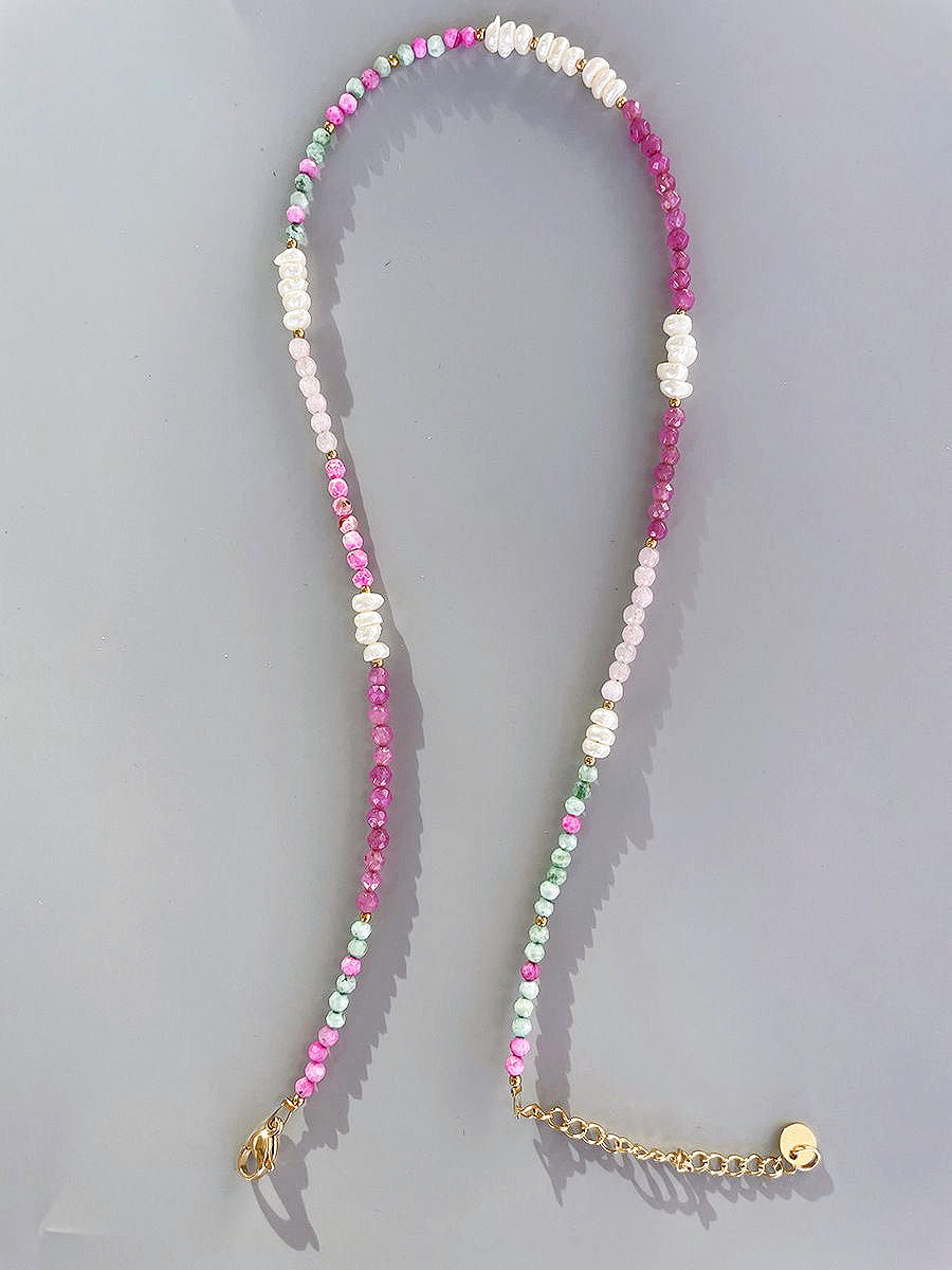 Natural Stone Necklace・Pink Pearl