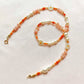 Natural stone necklace・Orange Pearl