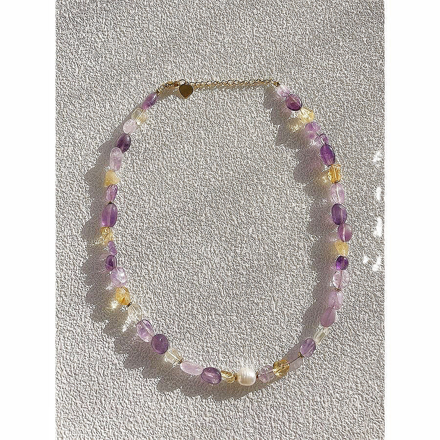 Natural stone necklace・Purple