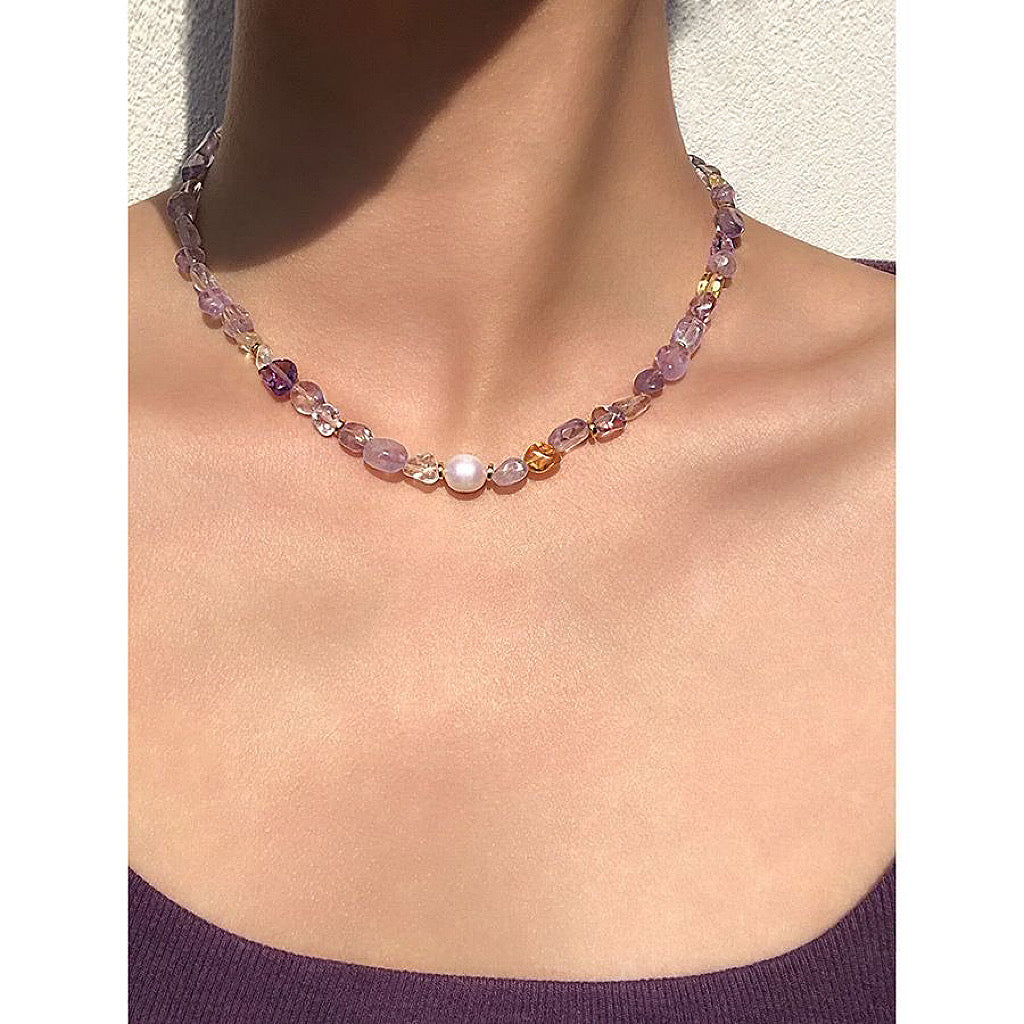 Natural stone necklace・Purple