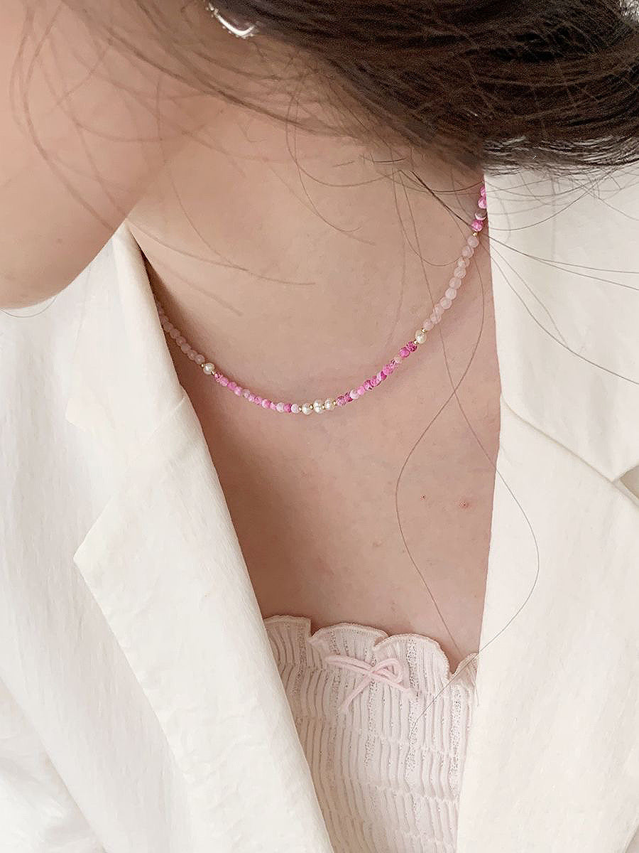 Natural Stone Necklace・Pink Pearl